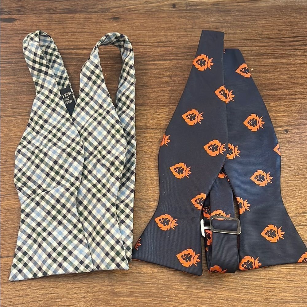 Plaid and Lion Print Bow Ties
